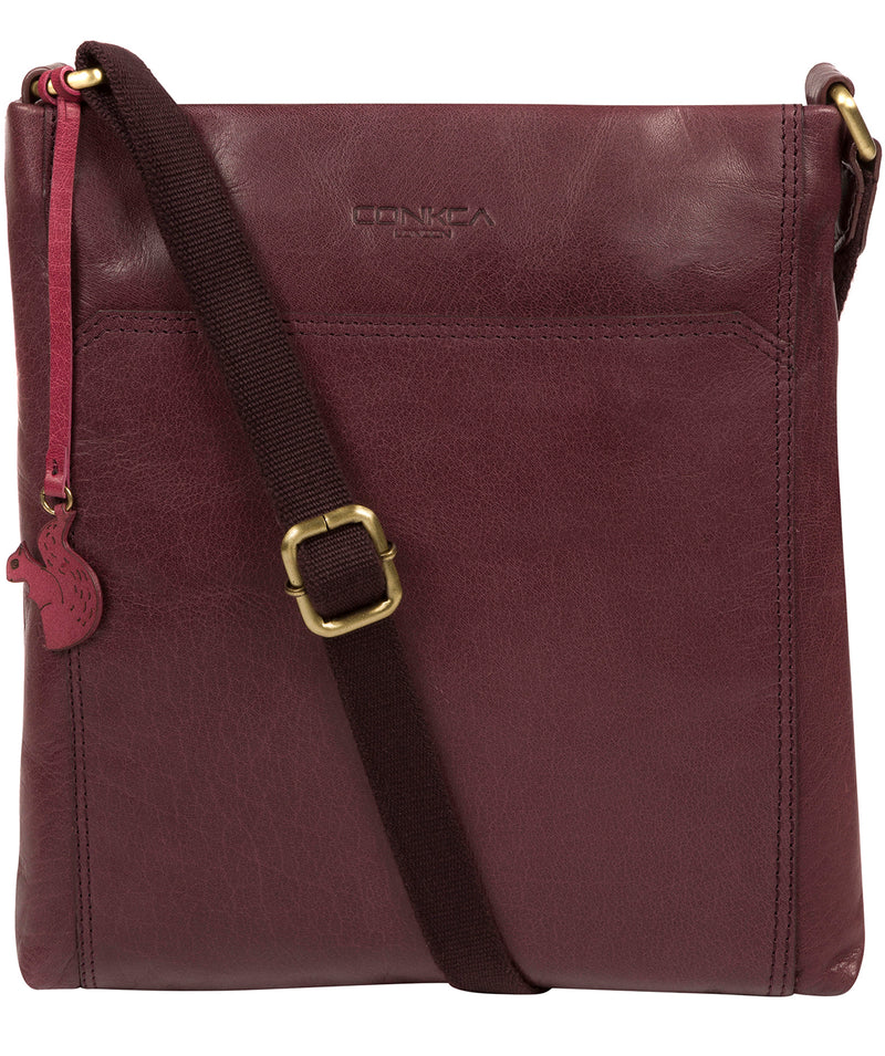 'Dink' Plum Leather Cross Body Bag Pure Luxuries London