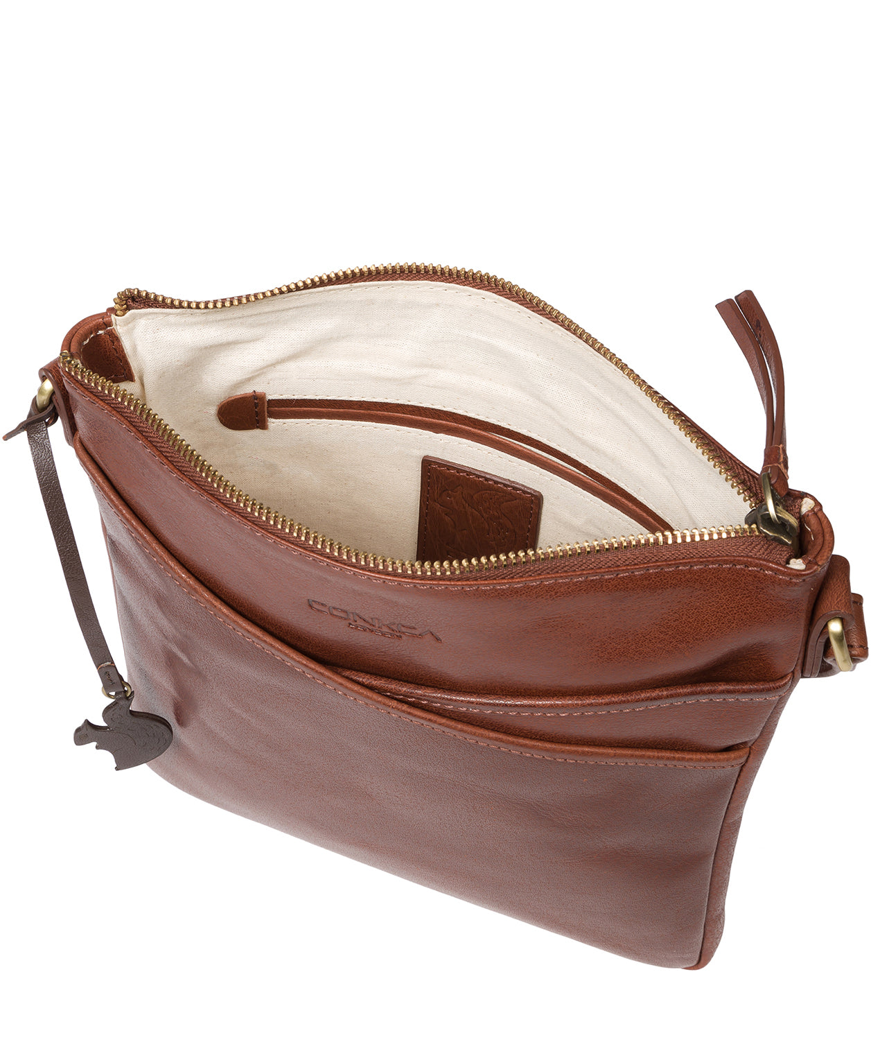 'Avril' Conker Brown Leather Cross Body Bag