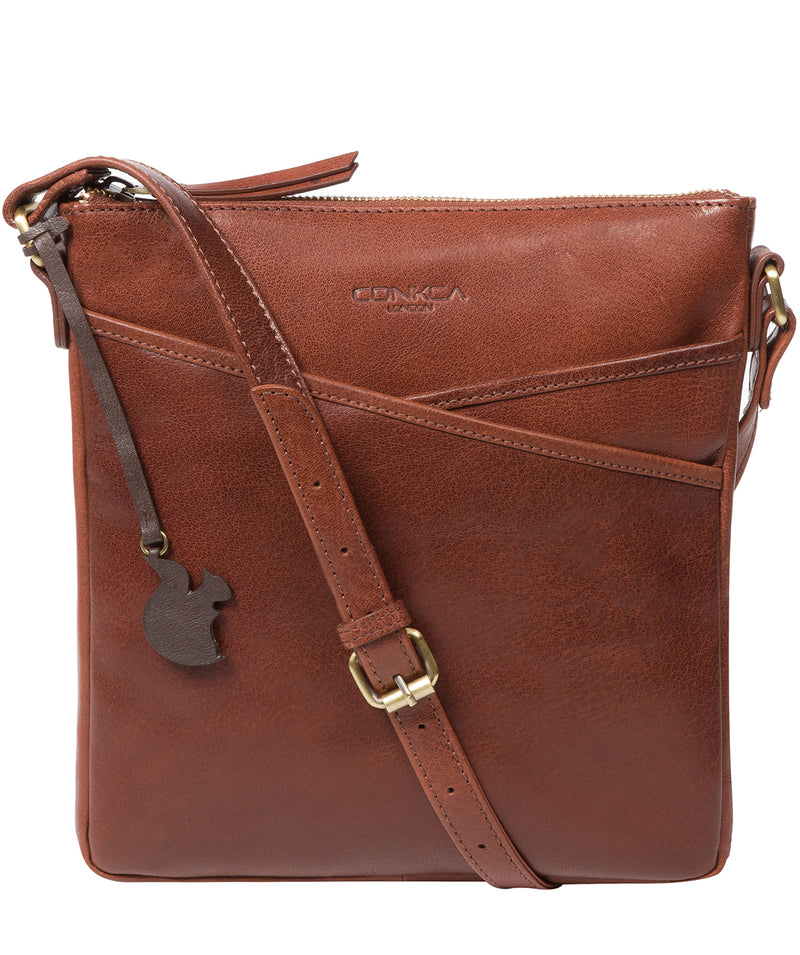 'Avril' Conker Brown Leather Cross Body Bag