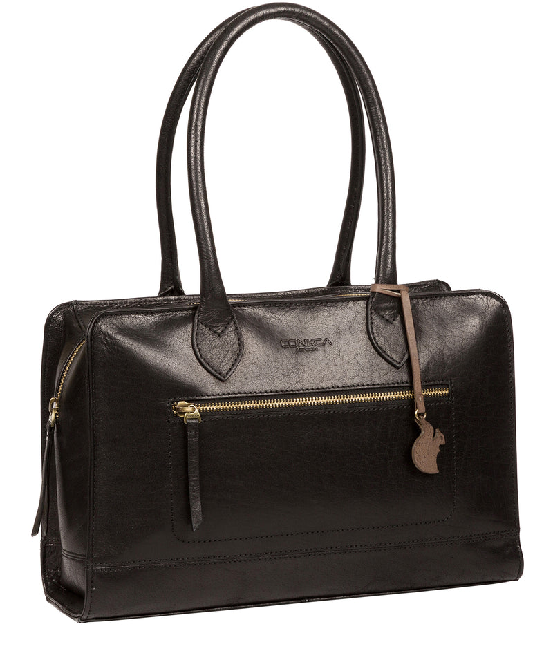 'Mona' Black Leather Handbag image 5
