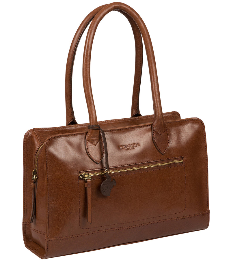 'Mona' Conker Brown Leather Handbag image 5