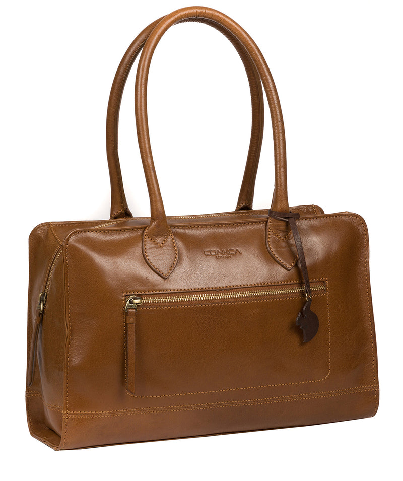 'Mona' Dark Tan Leather Handbag image 5