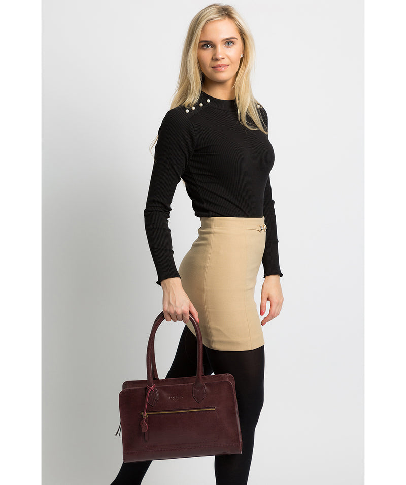 'Mona' Plum Leather Handbag image 2