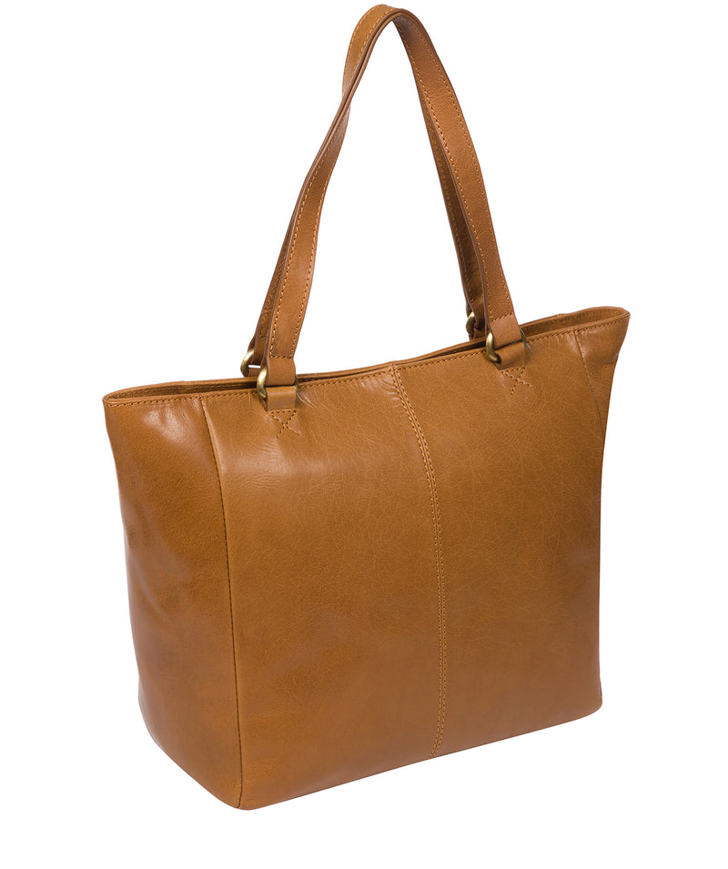 'Monique' Dark Tan Leather Tote Bag
