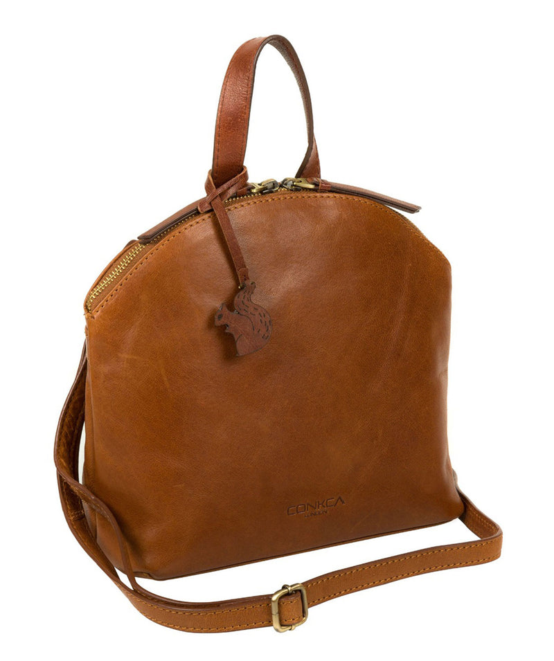 'Ingrid' Dark Tan & Conker Brown Leather Cross Body Bag