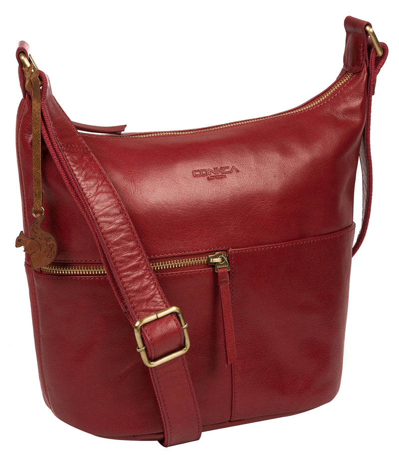 'Kristin' Chilli Pepper Leather Shoulder Bag image 5
