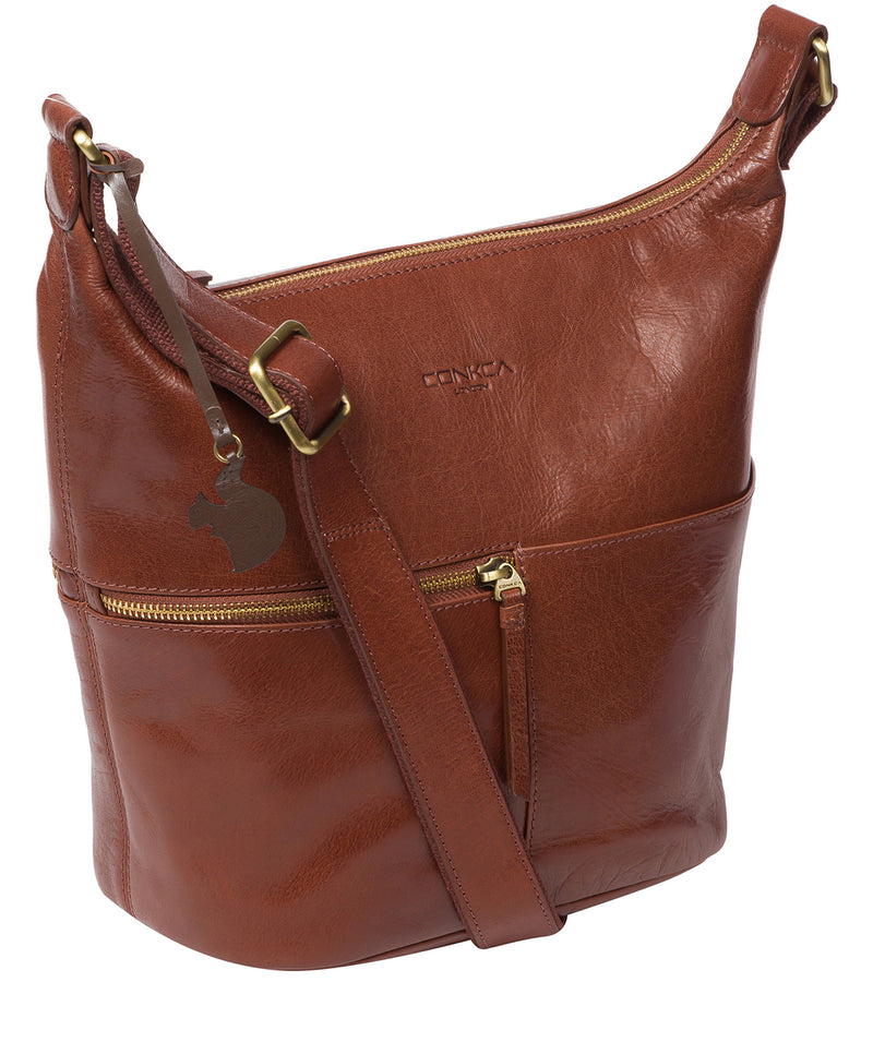 'Kristin' Conker Brown Leather Shoulder Bag