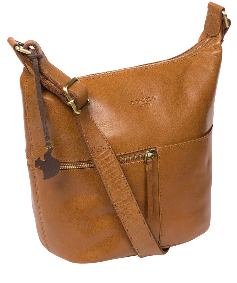 'Kristin' Dark Tan Leather Shoulder Bag