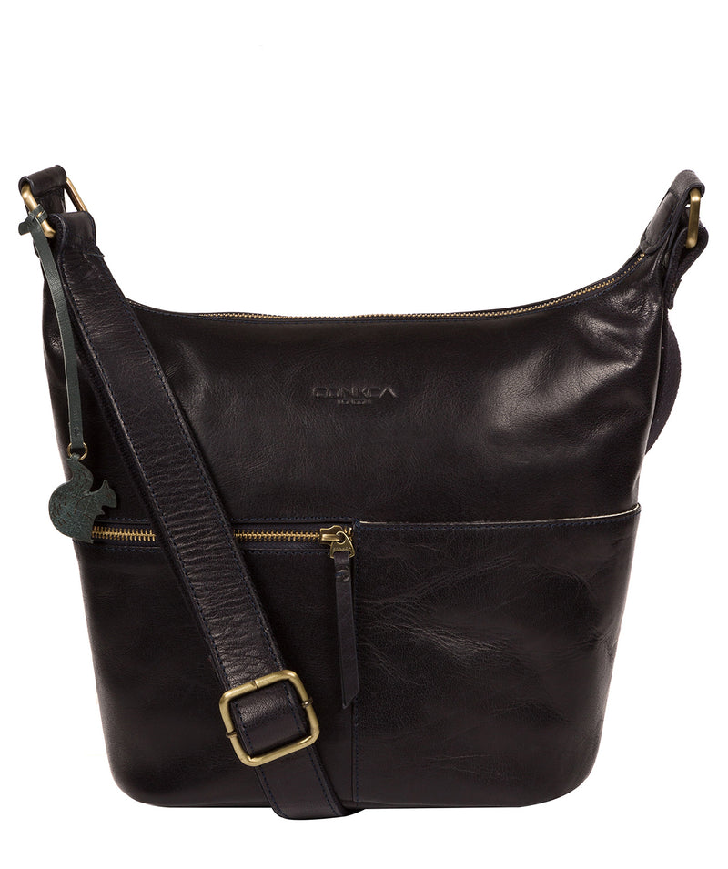 'Kristin' Navy Leather Shoulder Bag image 1