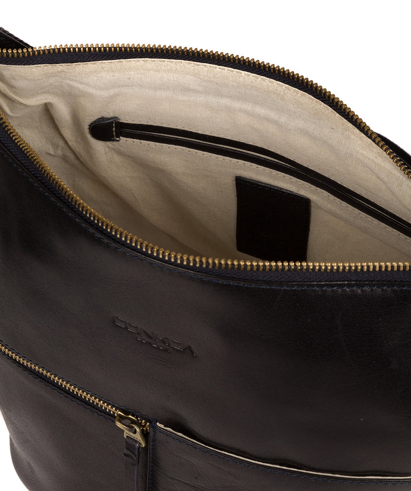 'Kristin' Navy Leather Shoulder Bag image 4
