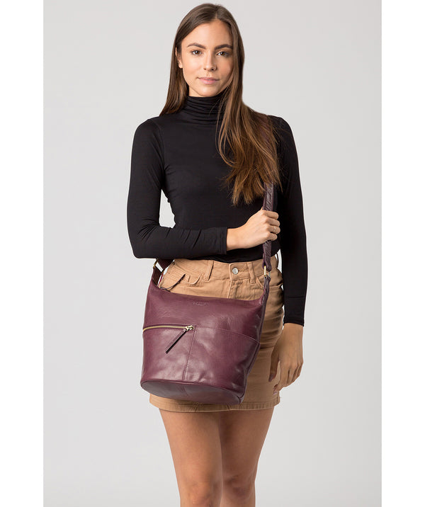 'Kristin' Plum Leather Shoulder Bag image 2