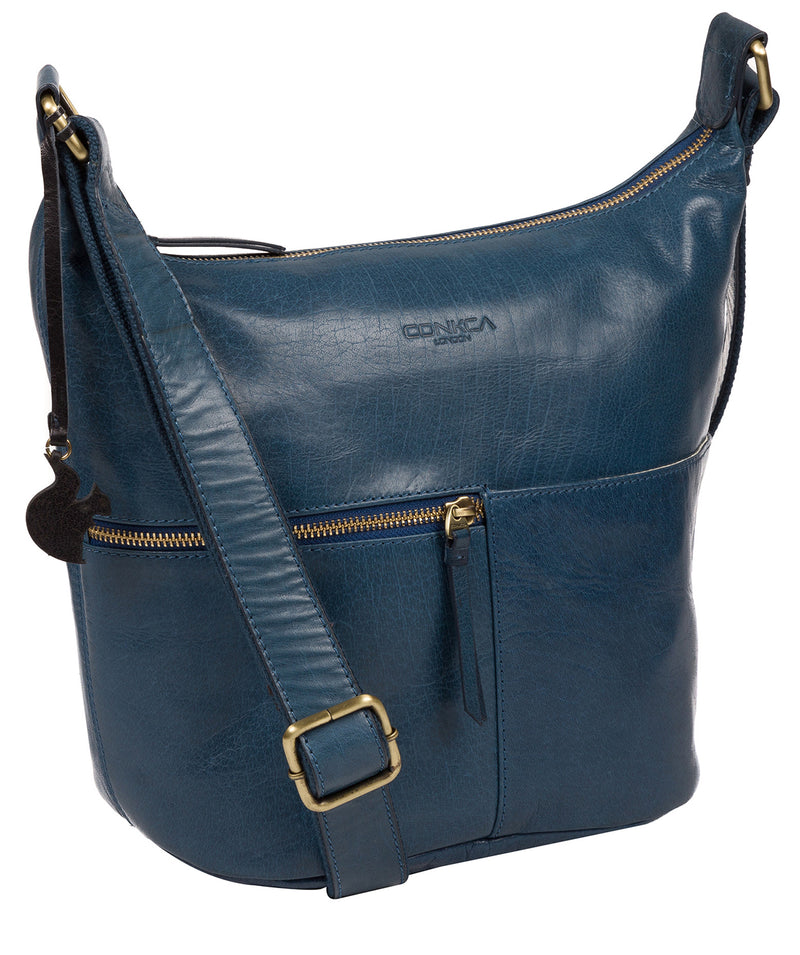 'Kristin' Snorkel Blue Leather Shoulder Bag image 5