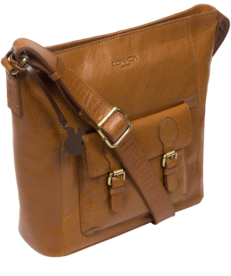 'Robyn' Dark Tan Leather Shoulder Bag