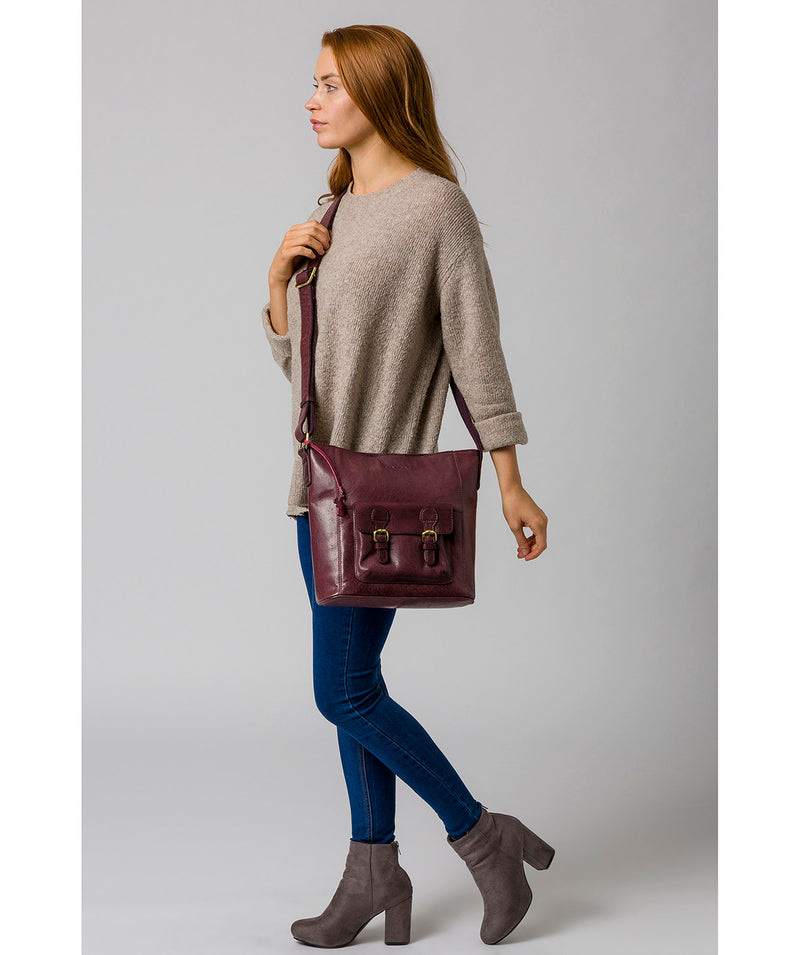 'Robyn' Plum Leather Shoulder Bag image 2