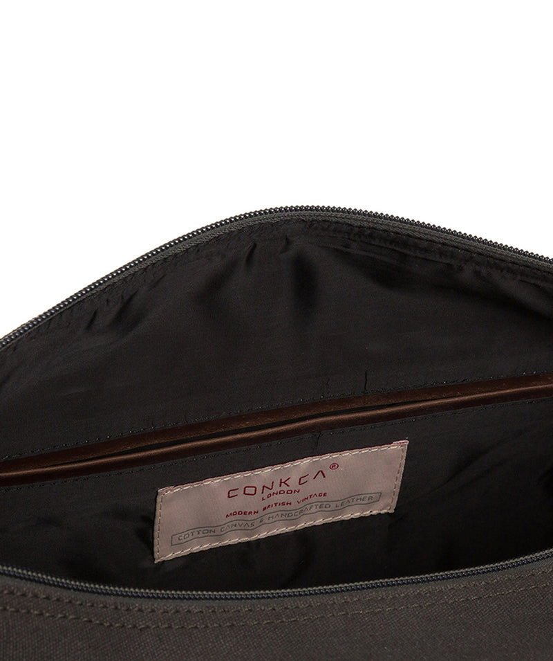 'Hackney' Grey Canvas & Leather Holdall image 4