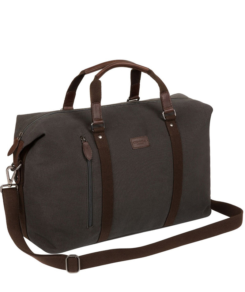 'Hackney' Grey Canvas & Leather Holdall image 5
