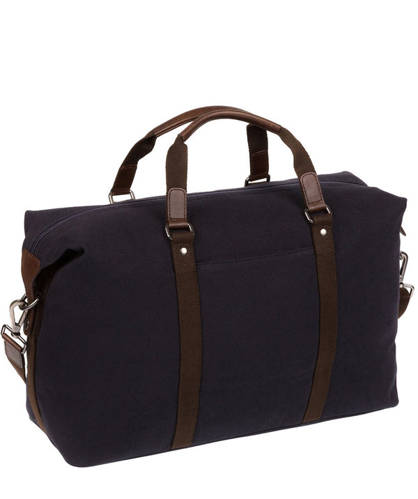 'Hackney' Navy Canvas & Leather Holdall image 3
