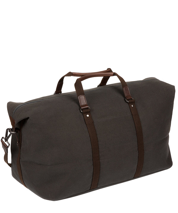 'Suttom' Grey Canvas & Leather Holdall
