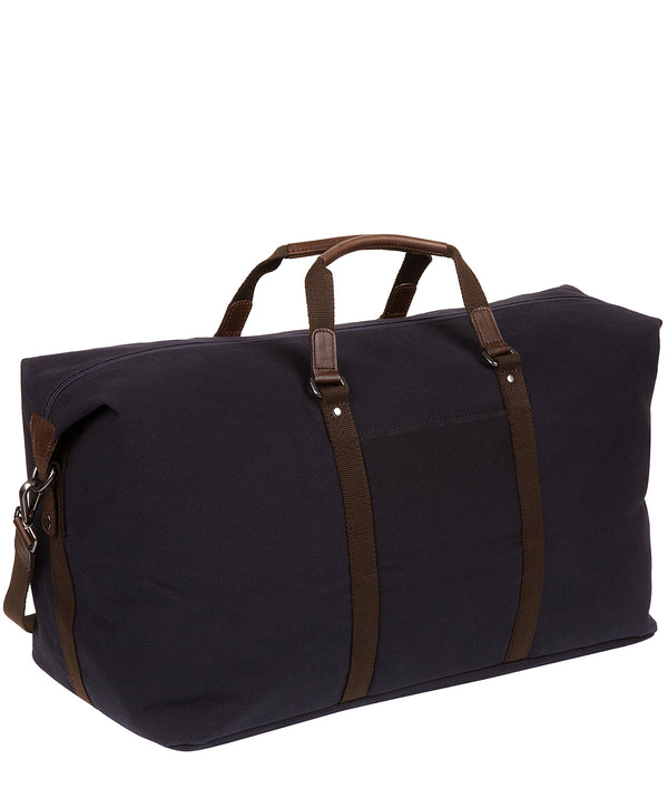 'Suttom' Navy Canvas & Leather Holdall