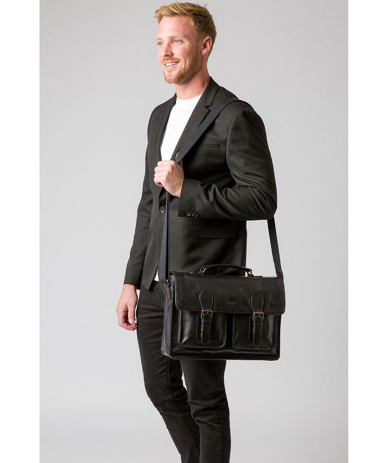 'Pinter' Black Leather Work Bag image 2