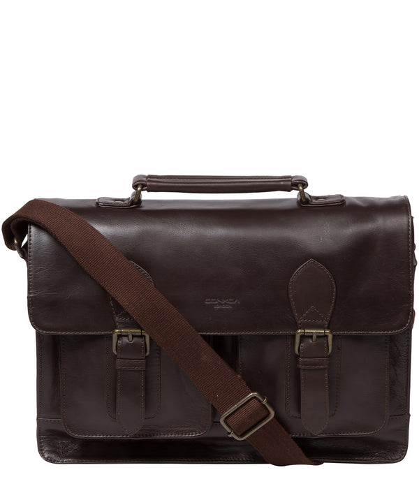 'Pinter' Dark Brown Leather Work Bag