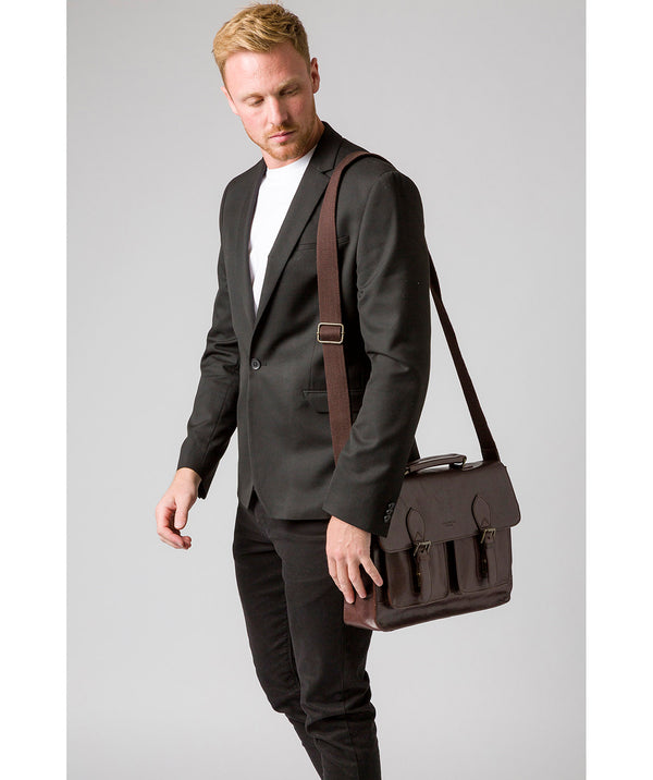 'Pinter' Dark Brown Leather Work Bag Pure Luxuries London
