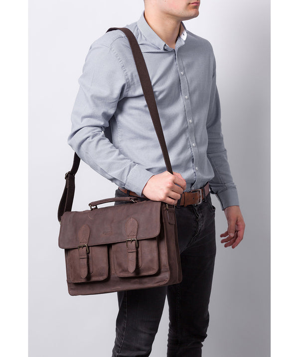 'Pinter' Vintage Brown Leather Work Bag image 2