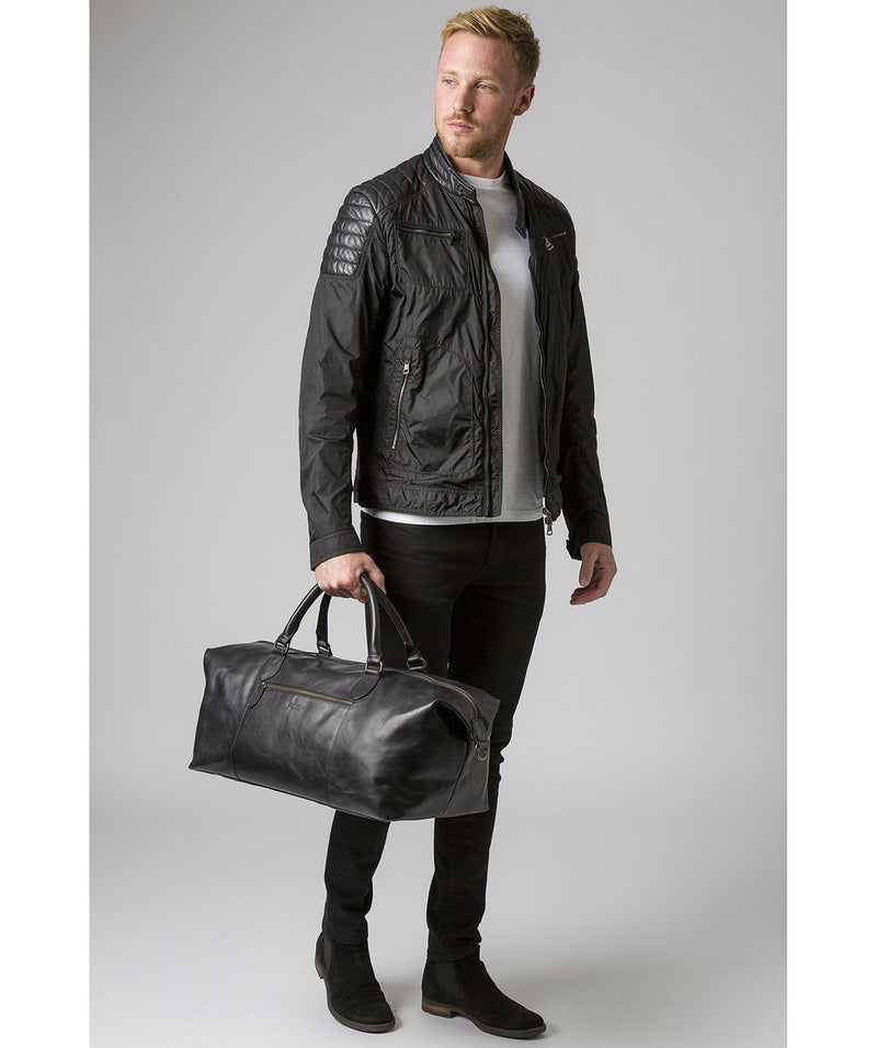 'Storey' Black Leather Holdall