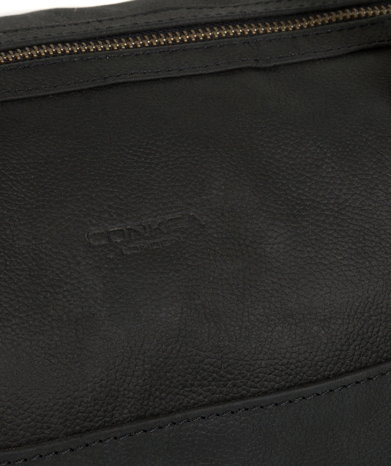 'Orton' Vintage Black Leather Holdall