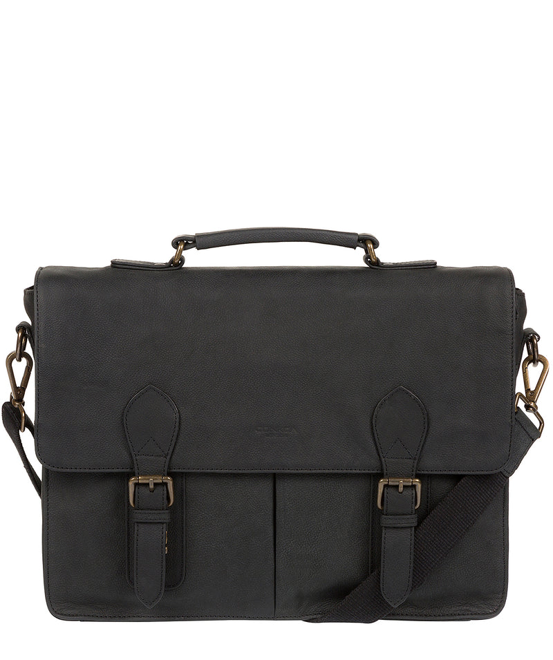 'Bennet' Vintage Black Leather Work Bag