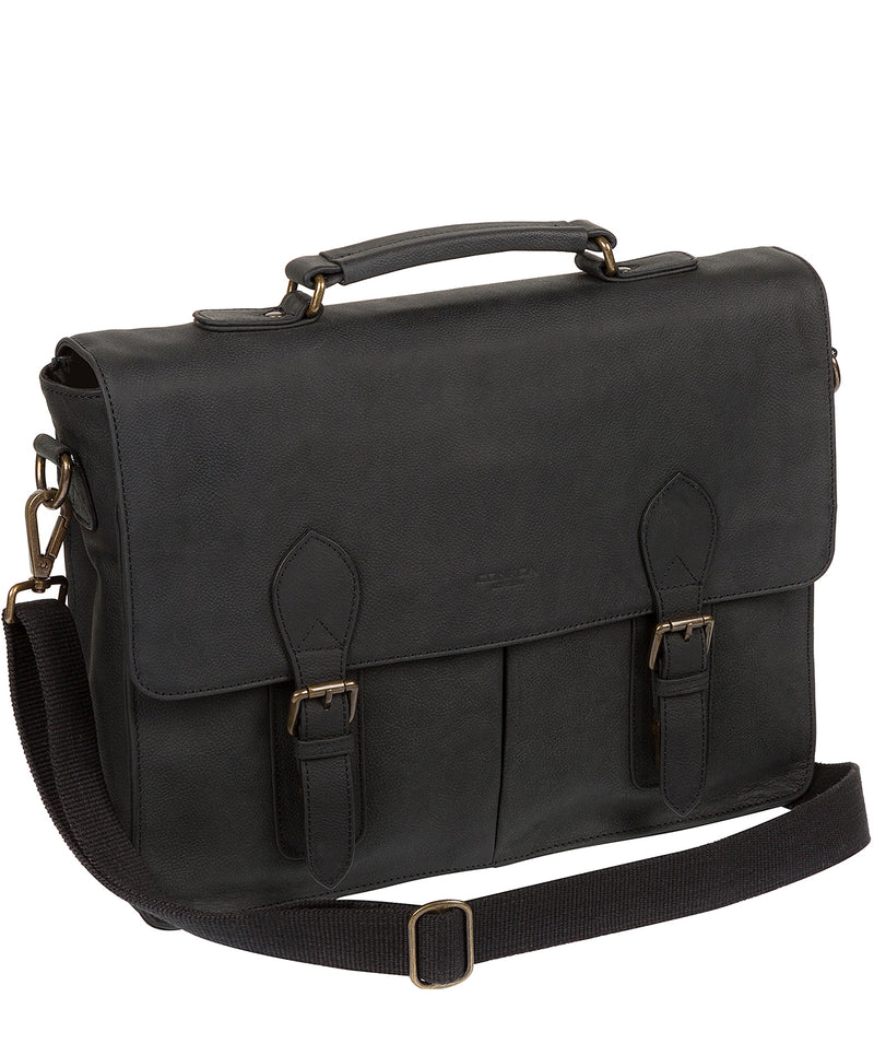 'Bennet' Vintage Black Leather Work Bag