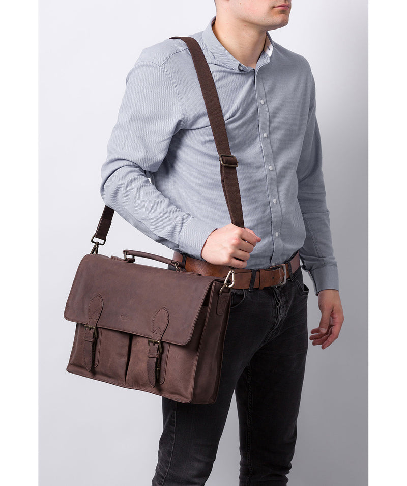'Bennet' Vintage Brown Leather Work Bag Pure Luxuries London