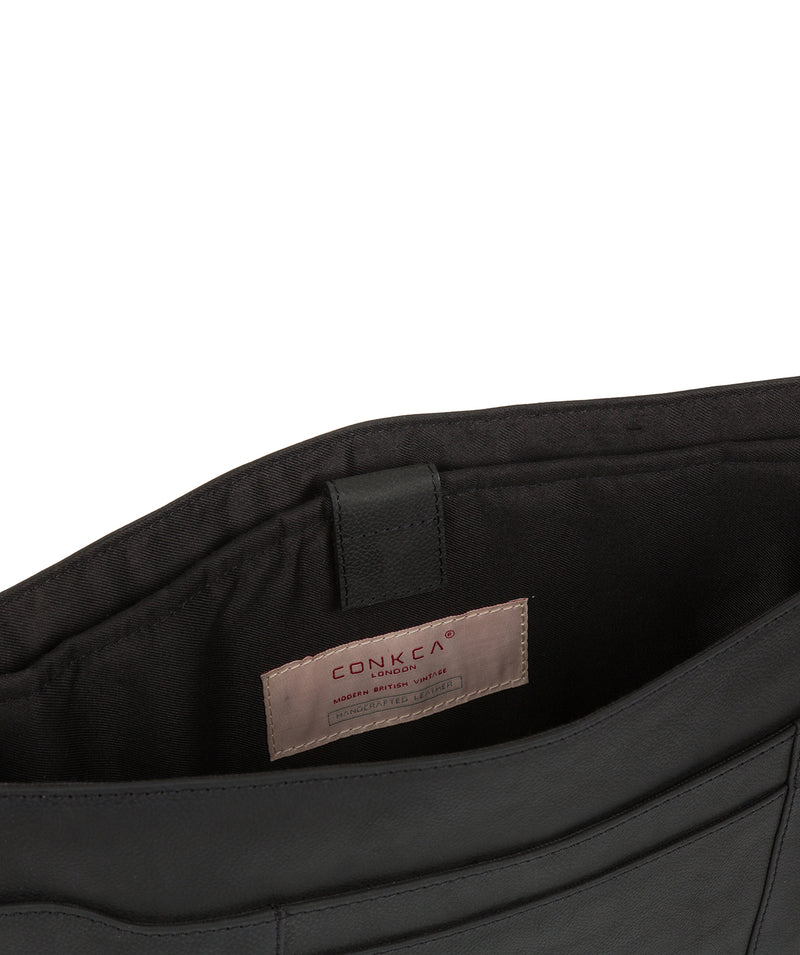'Bolt' Vintage Black Leather Messenger Bag