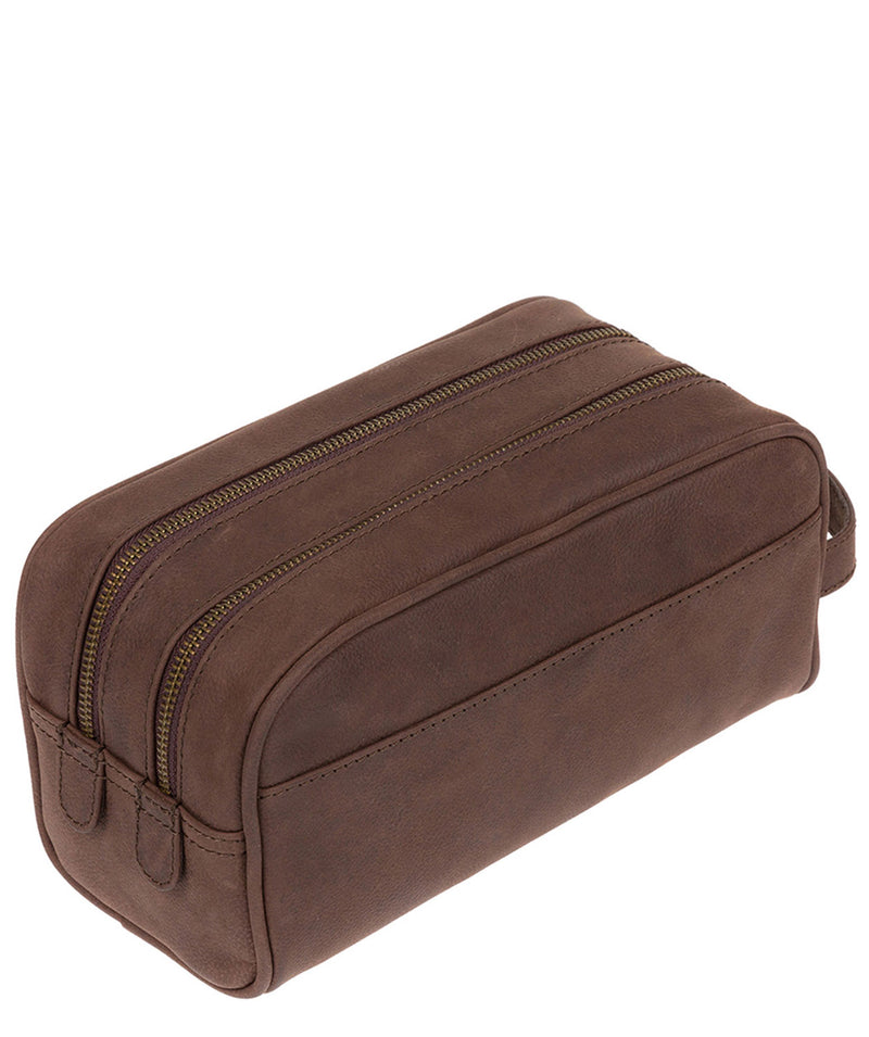 'Rudkin' Vintage Brown Leather Washbag