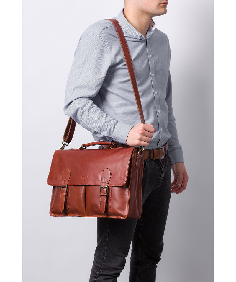 'Bennet' Conker Brown Buffalo Leather Messenger Bag Pure Luxuries London