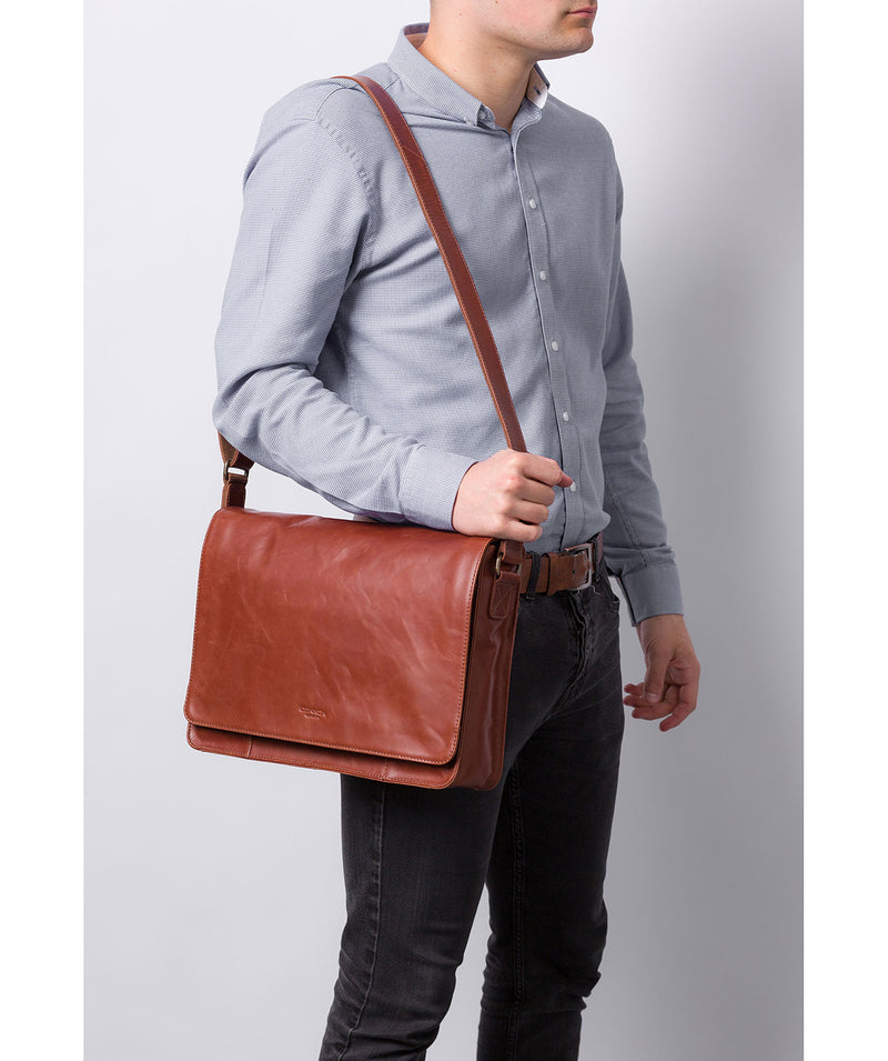 'Bolt' Conker Brown Leather Messenger Bag image 2