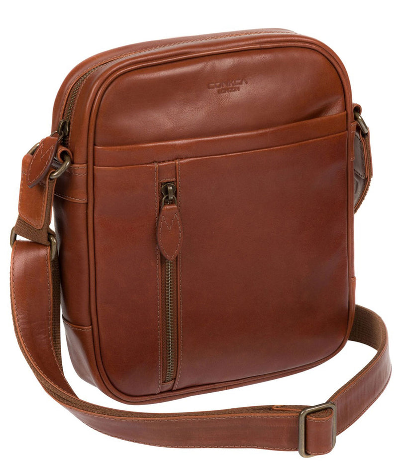 'Lowe' Conker Brown Leather Cross Body Bag