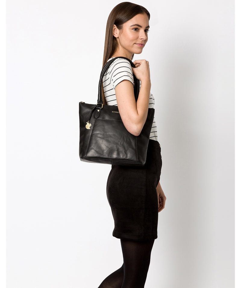 'Eva' Black Handcrafted Leather Tote Bag Pure Luxuries London