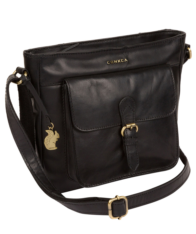 'Olina' Black Leather Cross Body Bag Pure Luxuries London