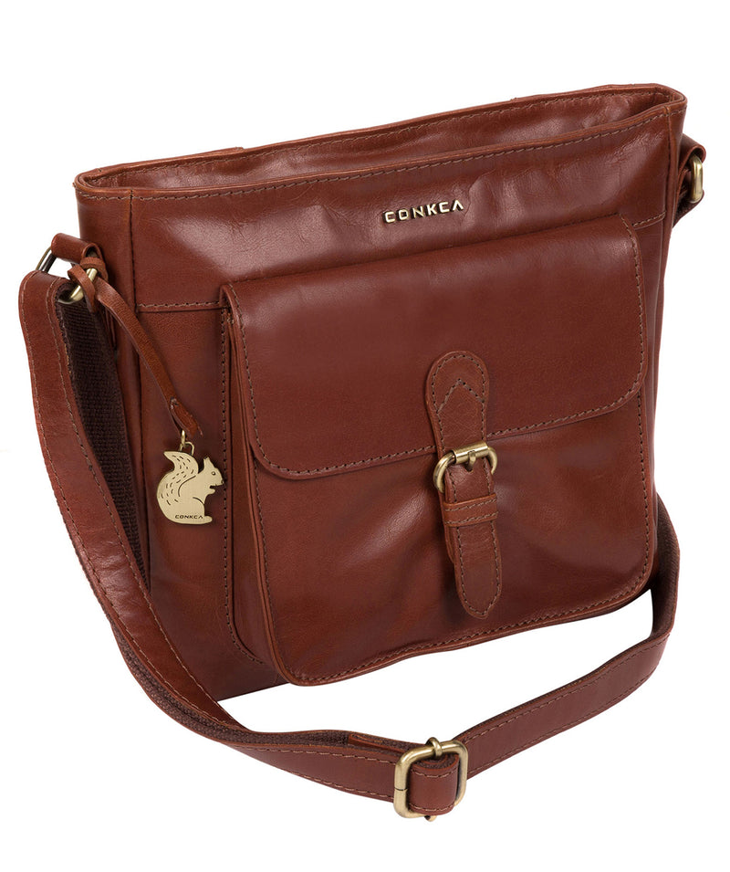 'Olina' Cognac Leather Cross Body Bag image 3