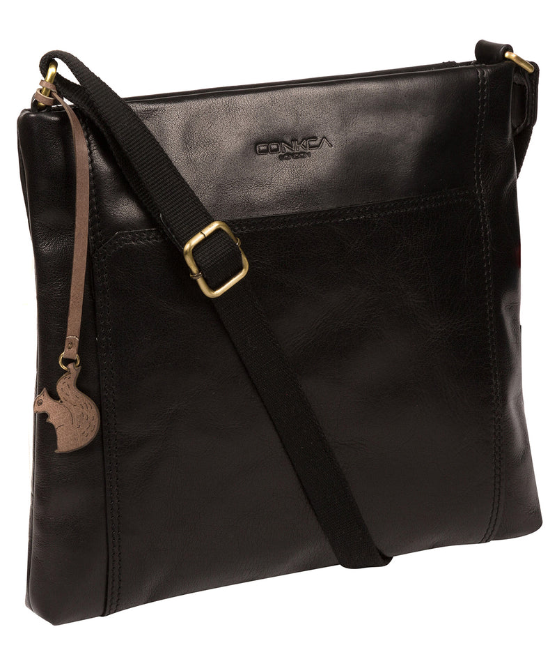 'Lina' Black Leather Cross Body Bag Pure Luxuries London