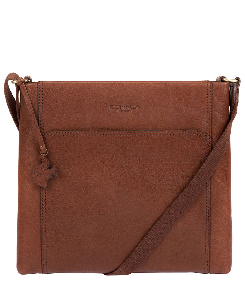 'Lina' Conker Brown Leather Cross Body Bag image 1