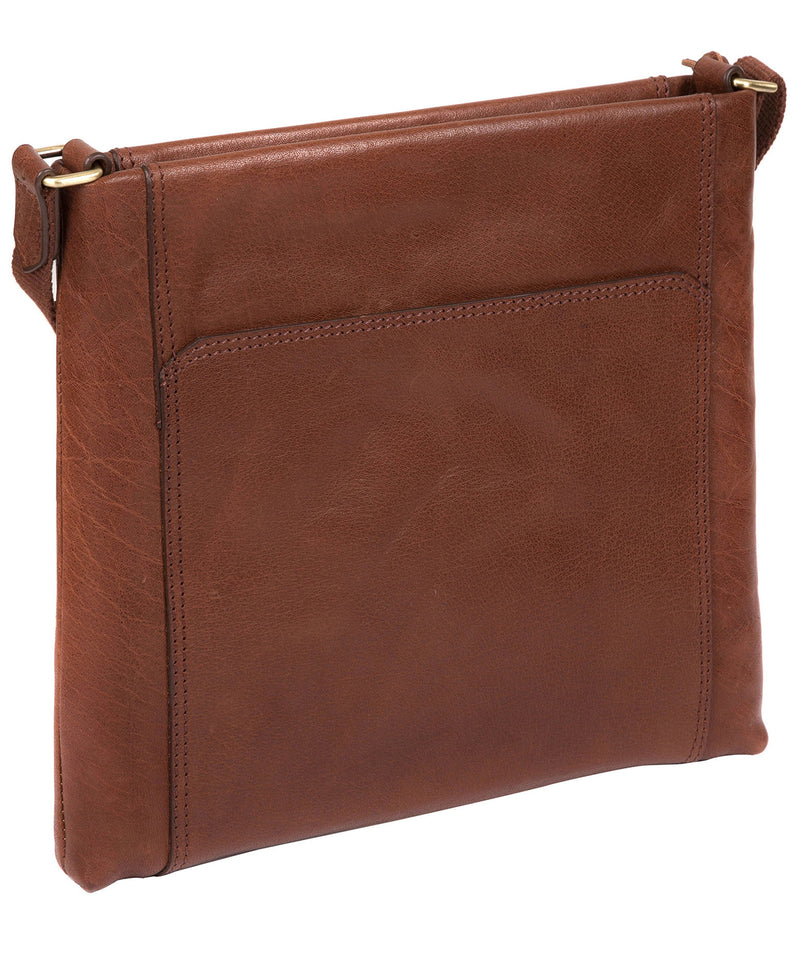'Lina' Conker Brown Leather Cross Body Bag Pure Luxuries London