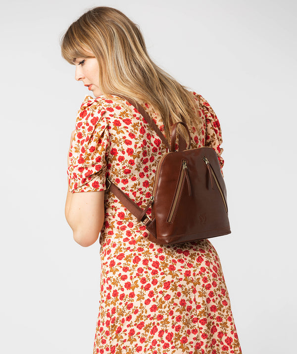 'Zoe' Conker Brown Leather Backpack