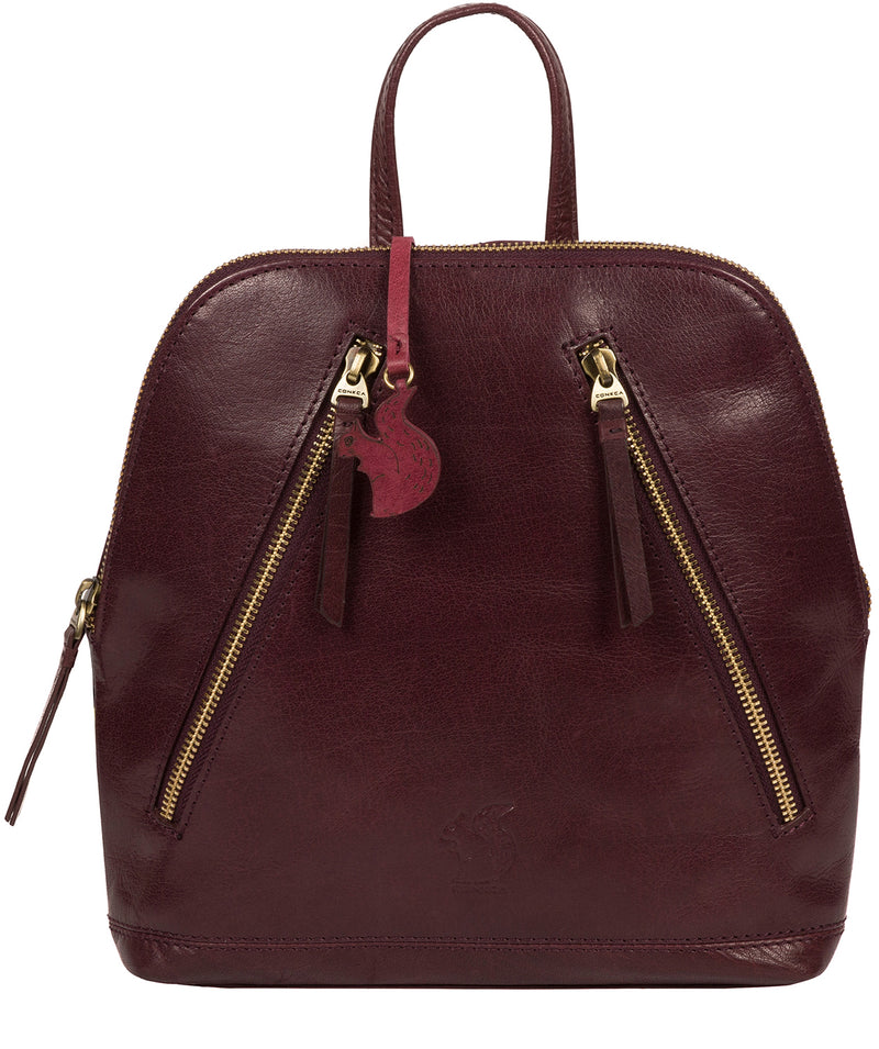 'Zoe' Plum Leather Backpack image 1
