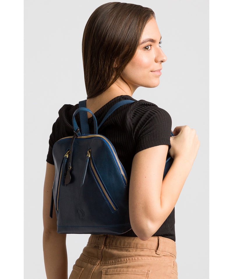 'Zoe' Snorkel Blue Leather Backpack image 2