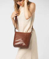 'Yasmin' Conker Brown Leather Cross Body Bag