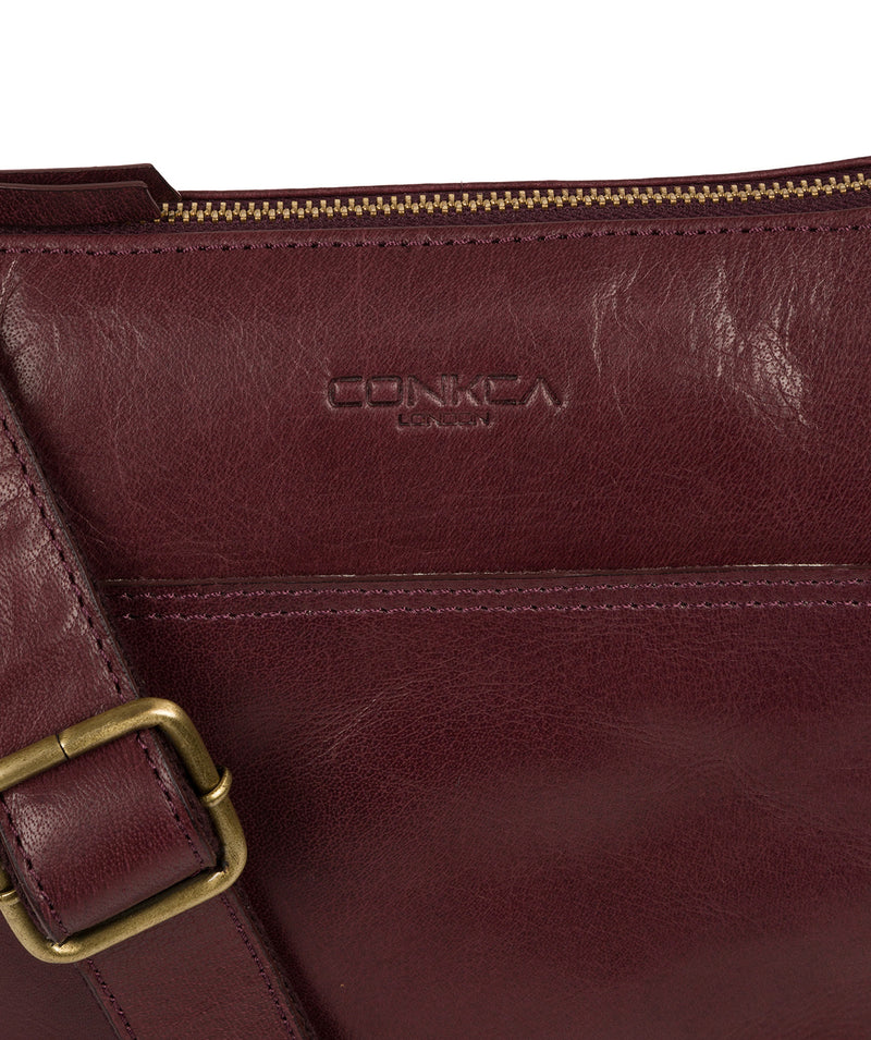 'Yasmin' Plum Leather Cross Body Bag Pure Luxuries London
