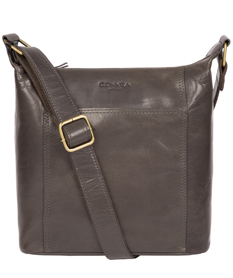 'Yasmin' Slate Leather Cross Body Bag Pure Luxuries London