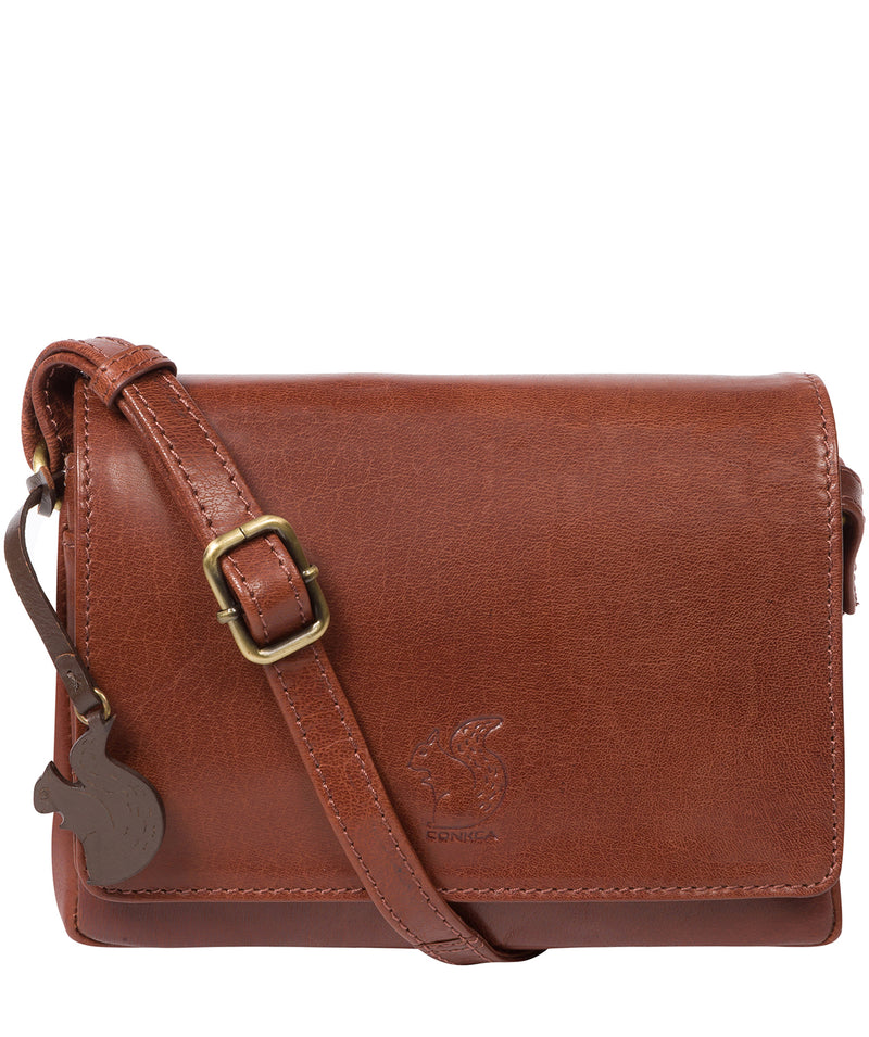 'Marta' Conker Brown Leather Cross Body Bag